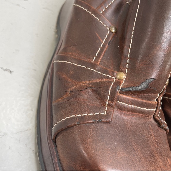 Vintage Soda Brown Chunky Leather Heel platform patchwork Womens US 9 Shoes Mule - Picture 6 of 14